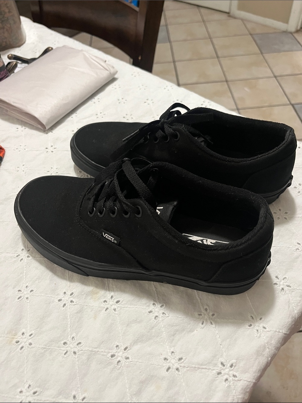 Vans Men’s All-Black Canvas Low-Top Sneakers